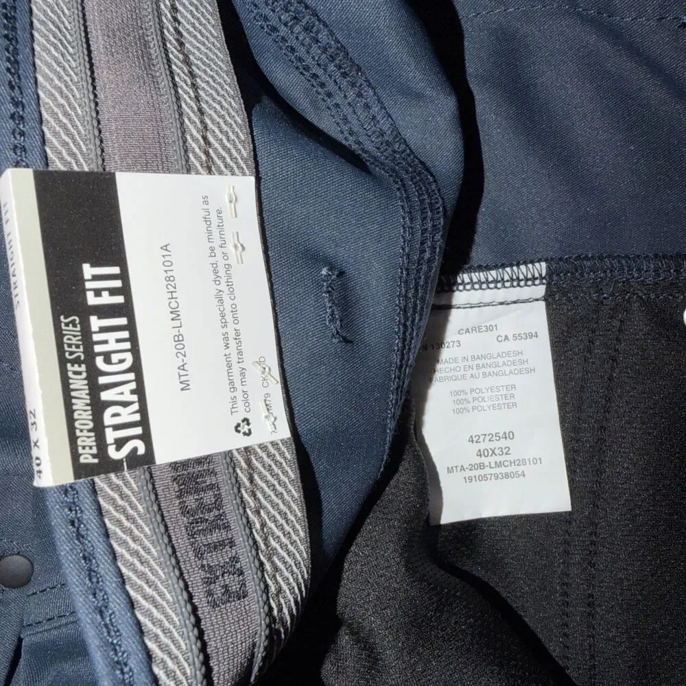 NWT Lee Performance Series Extreme Comfort MVP Straight Fit Pants Men 40x32 Blue